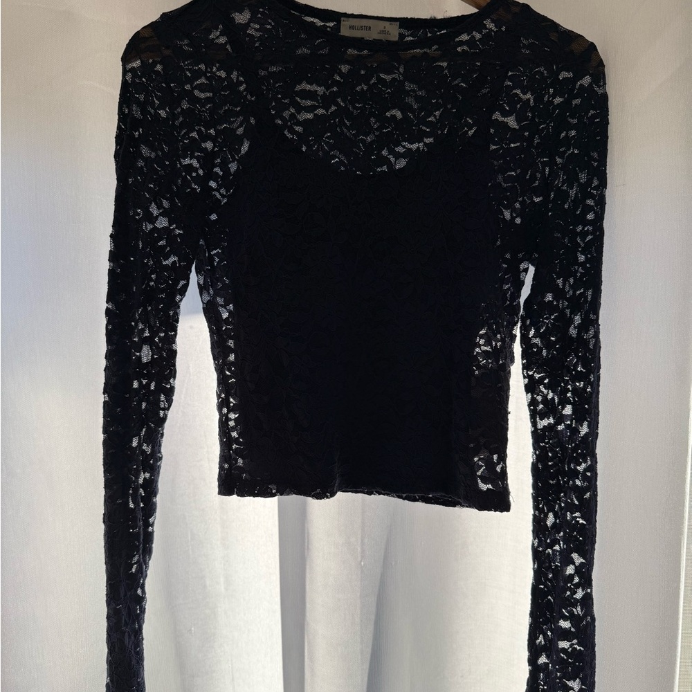 Hollister Dark Blue Lace Blouse - Picture 3 of 3